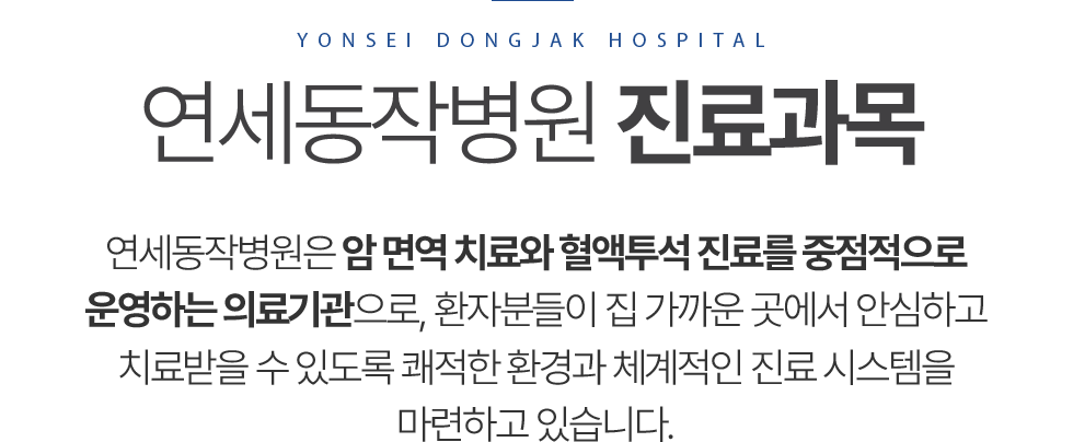 연세동작병원 진료과목